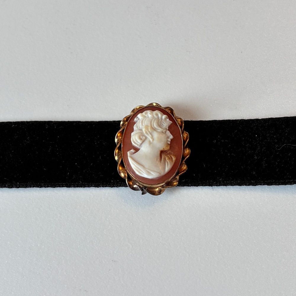 Danecraft Black Velvet Cameo Choker 12K GF Vintage - Picture 4 of 8